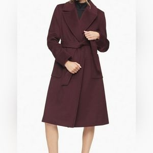 Calvin Klein Wool Cashmere coat Burgundy Wine Size Large Women